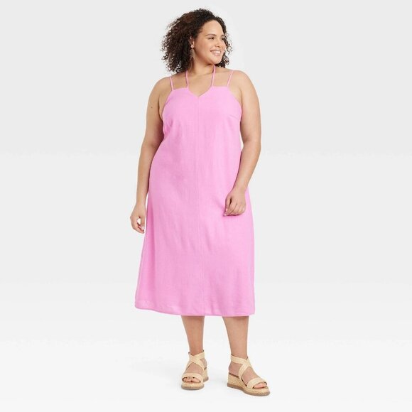 XXL - Womens Linen Midi Sundress - Universal Thread - Pink - Picture 6 of 6